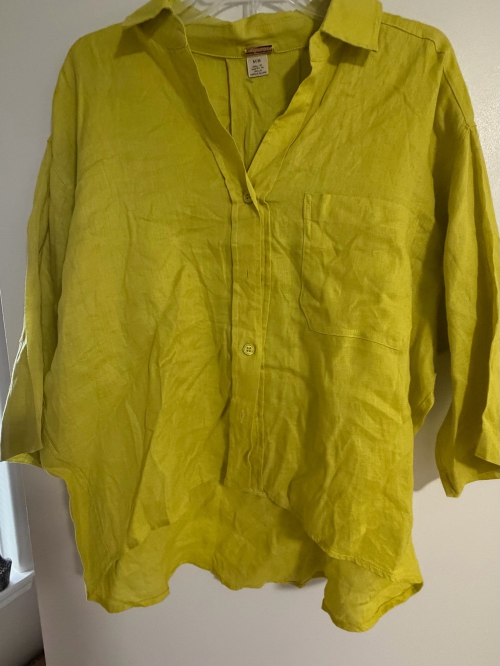Magaschoni Chartreuse Linen Button-Down Shirt